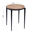 Florence Natural Solid Wood Top and Black Metal Base Round End Table