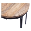 Florence Natural Solid Wood Top and Black Metal Base Round End Table