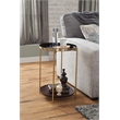 Stevie Round Enameled Black Metal and Wood Tray Top End Table with Storage