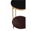 Stevie Round Enameled Black Metal and Wood Tray Top End Table with Storage