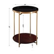 Stevie Round Enameled Black Metal and Wood Tray Top End Table with Storage