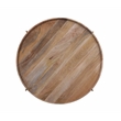 Hemingway Natural Solid Wood and Gold Metal Round Tray Top Coffee Table
