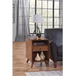 Cinnamon Brown Mid-Century Modern Wood Chairside End Table with Power