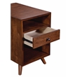 Cinnamon Brown Mid-Century Modern Wood Chairside End Table with Power