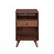 Cinnamon Brown Mid-Century Modern Wood Chairside End Table with Power