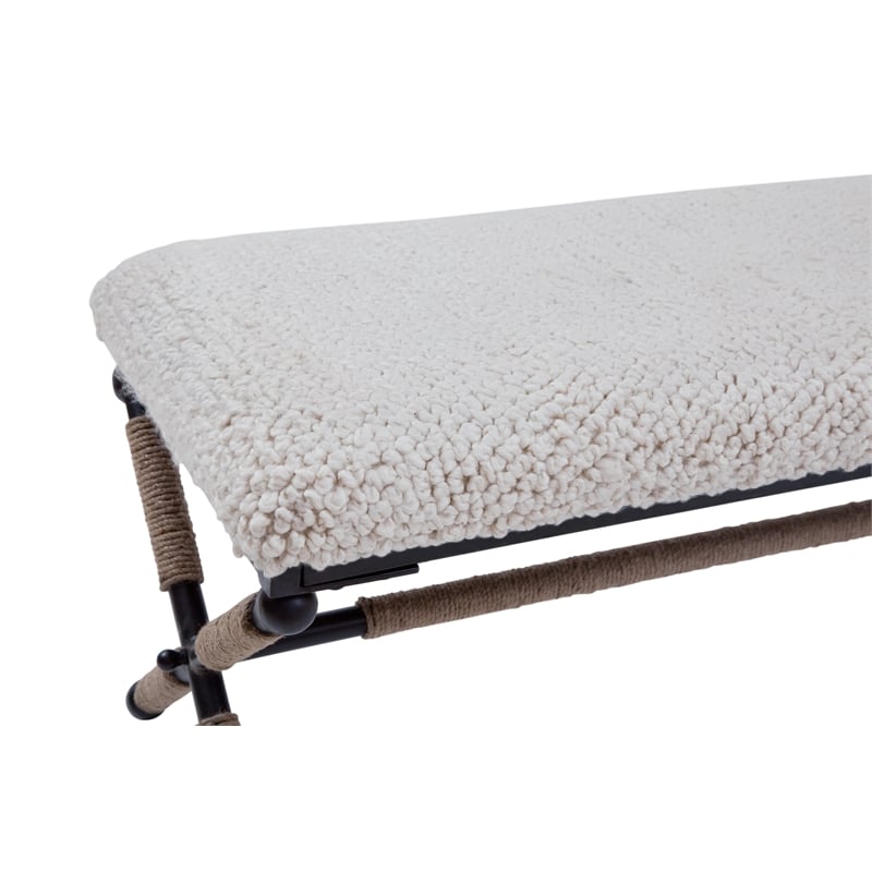 Martingale 48 Inch Ivory Chunky Boucle Fabric Upholstered Accent Bench