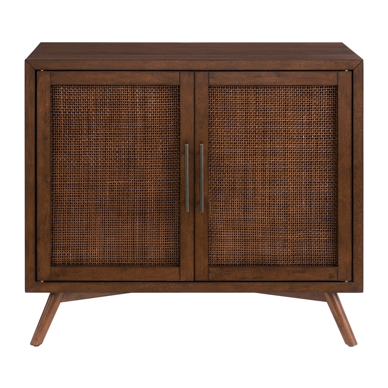 Classic Mid-Century Modern 2-Door Cinnamon Brown Wood Accent Chest