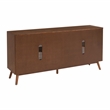 Classic Mid-Century Modern 4-Door Cinnamon Brown Wood TV Stand
