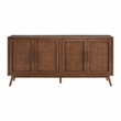 Classic Mid-Century Modern 4-Door Cinnamon Brown Wood TV Stand