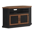 Rustic Black with Honey Top and Doors Corner TV Stand