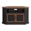 Rustic Black with Honey Top and Doors Corner TV Stand