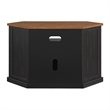Rustic Black with Honey Top and Doors Corner TV Stand