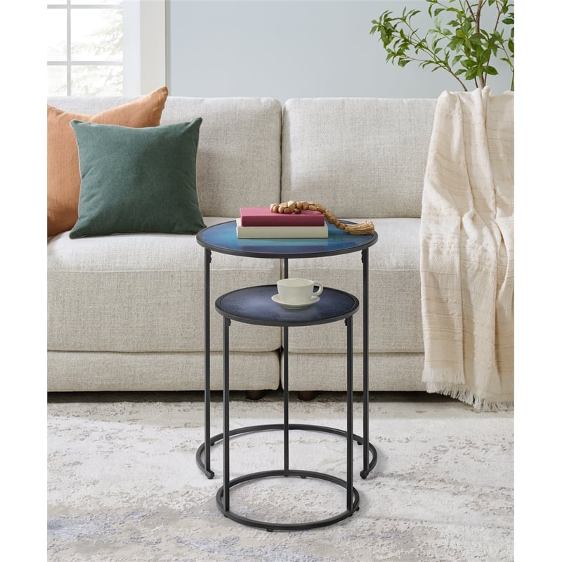 Blue Moon Glass Top Nesting Tables