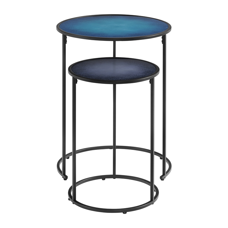 Blue Moon Glass Top Nesting Tables