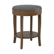 Solvar Round Wood Brown Base and Gray Top Accent End Table