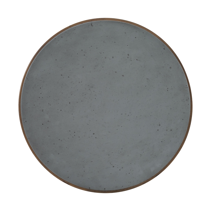 Solvar Round Wood Brown Base and Gray Top Accent End Table