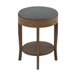 Solvar Round Wood Brown Base and Gray Top Accent End Table