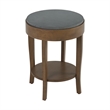 Solvar Round Wood Brown Base and Gray Top Accent End Table