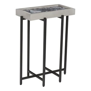 View Point Stone Top Table with Wood Frame - Coal Agate and Gray Wood
