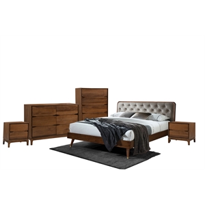 New Spec 5PC Rosa Queen Bedroom Set in Walnut and Stone