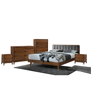 New Spec 5PC Rosa Queen Bedroom Set in Walnut and Gray
