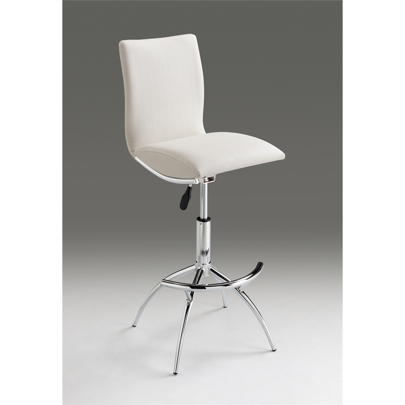 New Spec Adjustable Faux Leather Swivel Barstool in White (Set of 2)