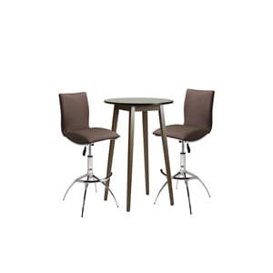 New Spec Mid Century Modern Wood Bar Table Set in Cappuccino