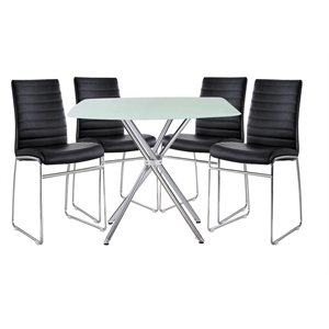 New Spec 5PC Modern Square Dining Set in Black