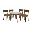 New Spec Round Dining Set White Glossy and Brown Set of 5