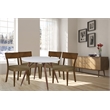 New Spec Round Dining Set White Glossy and Brown Set of 5