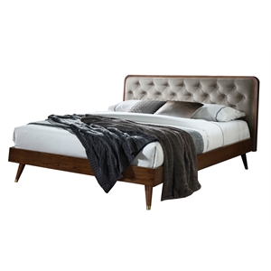 New Spec Monte Lisa Mid-Century Modern Queen Platform Bed in Gray