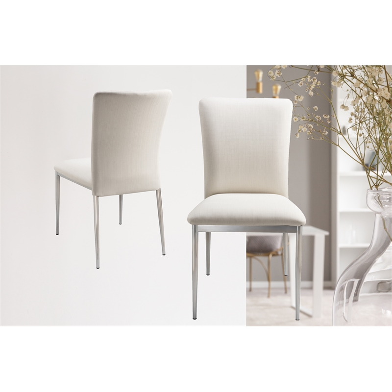 New Spec Faux Leather Dining Side Chair in White (Set of 2)