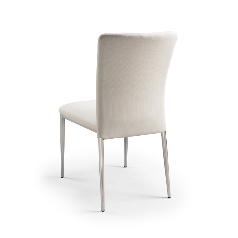 New Spec Faux Leather Dining Side Chair in White (Set of 2)
