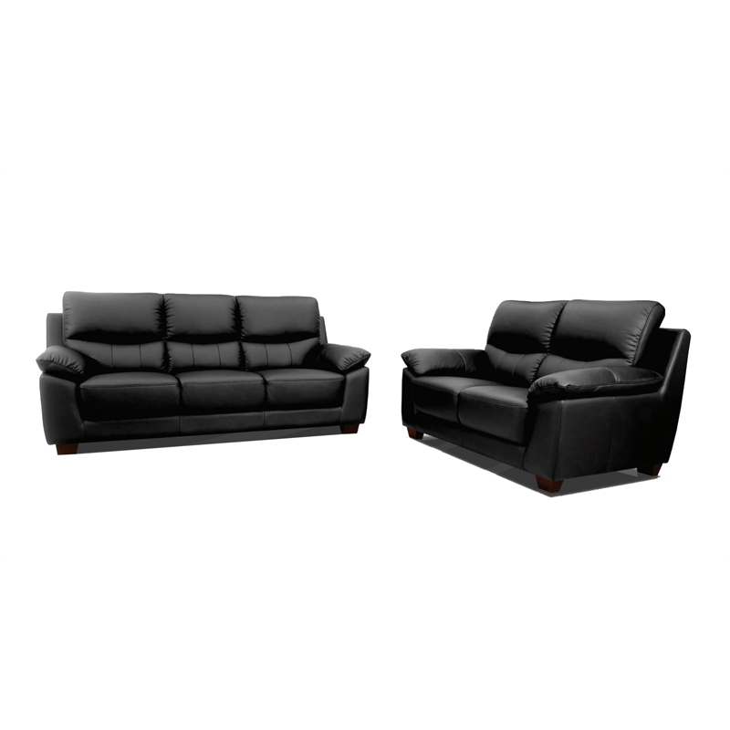 New Spec Renzo Leather Sofa And, Black Leather Sofa And Loveseat Set