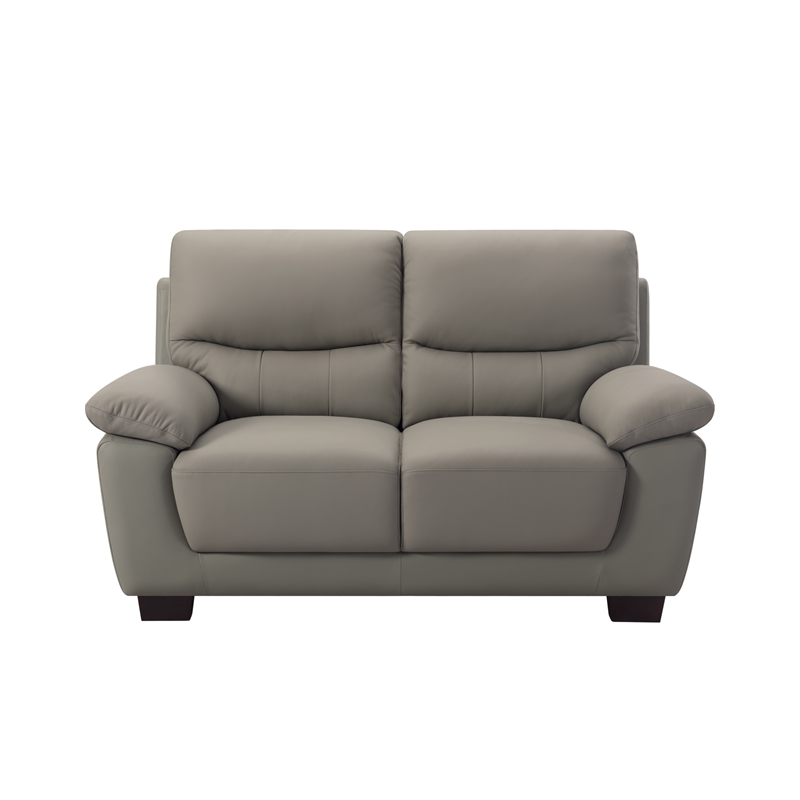 New Spec Renzo Leather Sofa and Loveseat Set in Gray