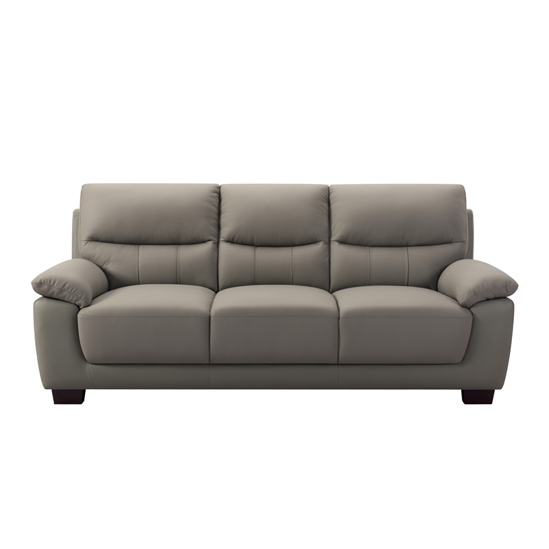 New Spec Renzo Leather Sofa and Loveseat Set in Gray
