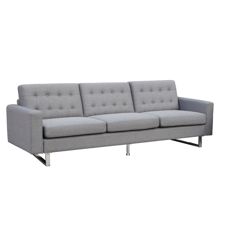 Beneva Living Room Contemporary  Upholstery Fabric Sofa In Gray Color