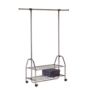 New Spec Adjustable Metal Mobile Garment Rack in Chrome