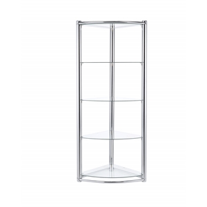 new spec contemporary triangle display shelf tempered glass in chrome