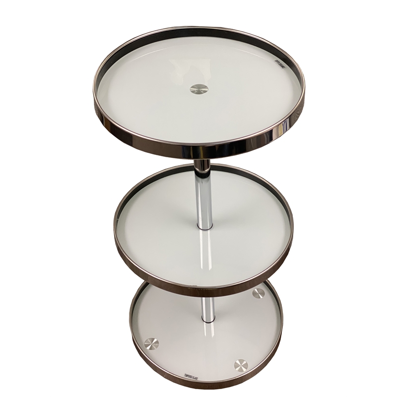 New Spec Three Tier Glass Utility Cart in Chrome