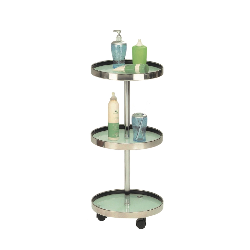 New Spec Three Tier Glass Utility Cart in Chrome