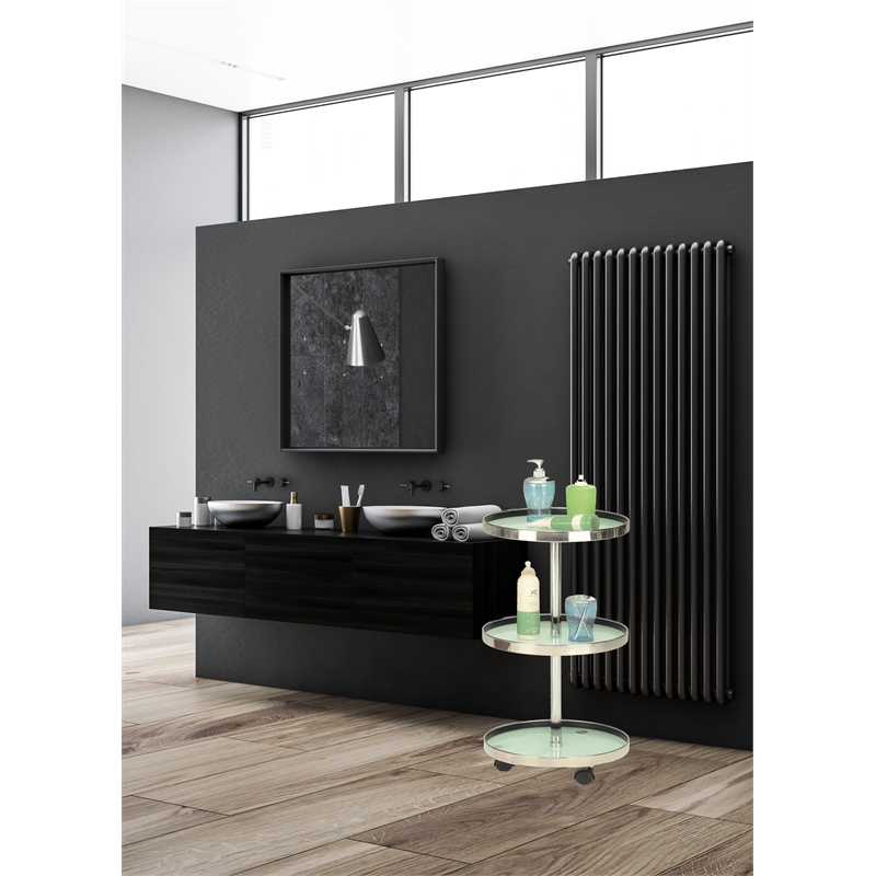 New Spec Three Tier Glass Utility Cart in Chrome