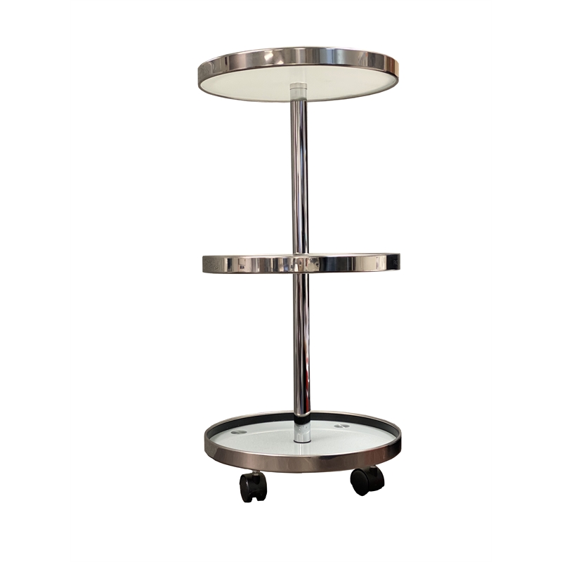 New Spec Three Tier Glass Utility Cart in Chrome