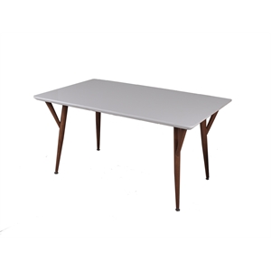 New Spec Rectangular Engineered Wood Glossy Dining Table Metal Printing In White