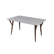 New Spec Rectangular Engineered Wood Glossy Dining Table Metal Printing In White