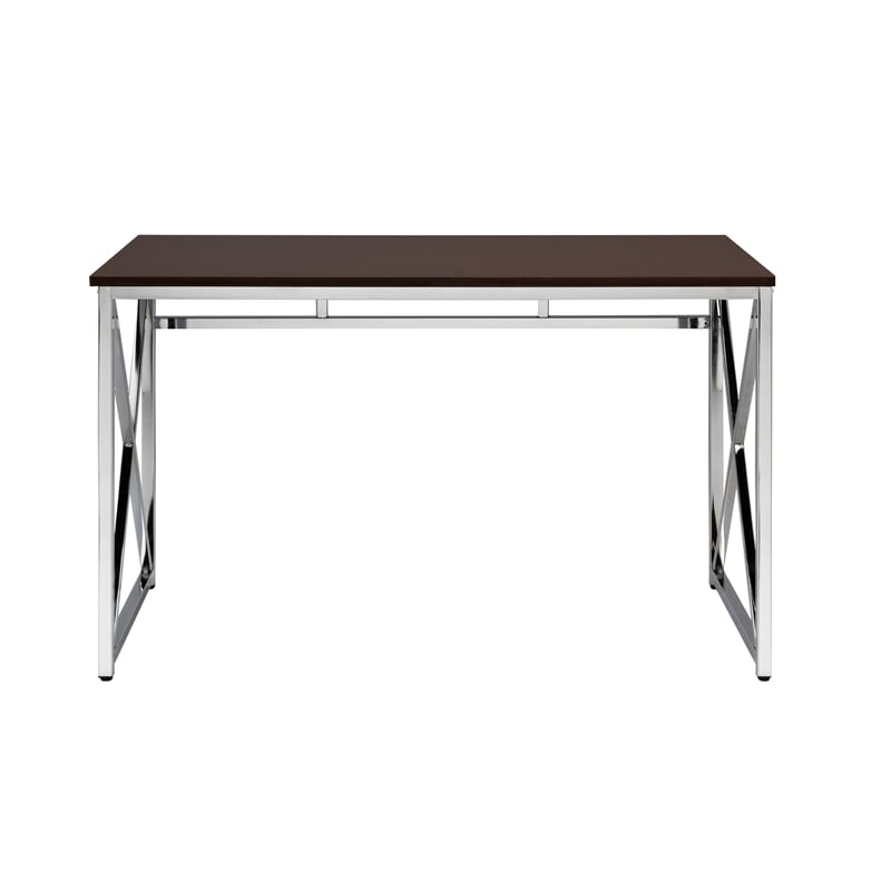 Contemporary Madison Art Desk Wooden Espresso & Chrome Color