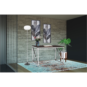 Contemporary Madison Art Desk Wooden Espresso & Chrome Color