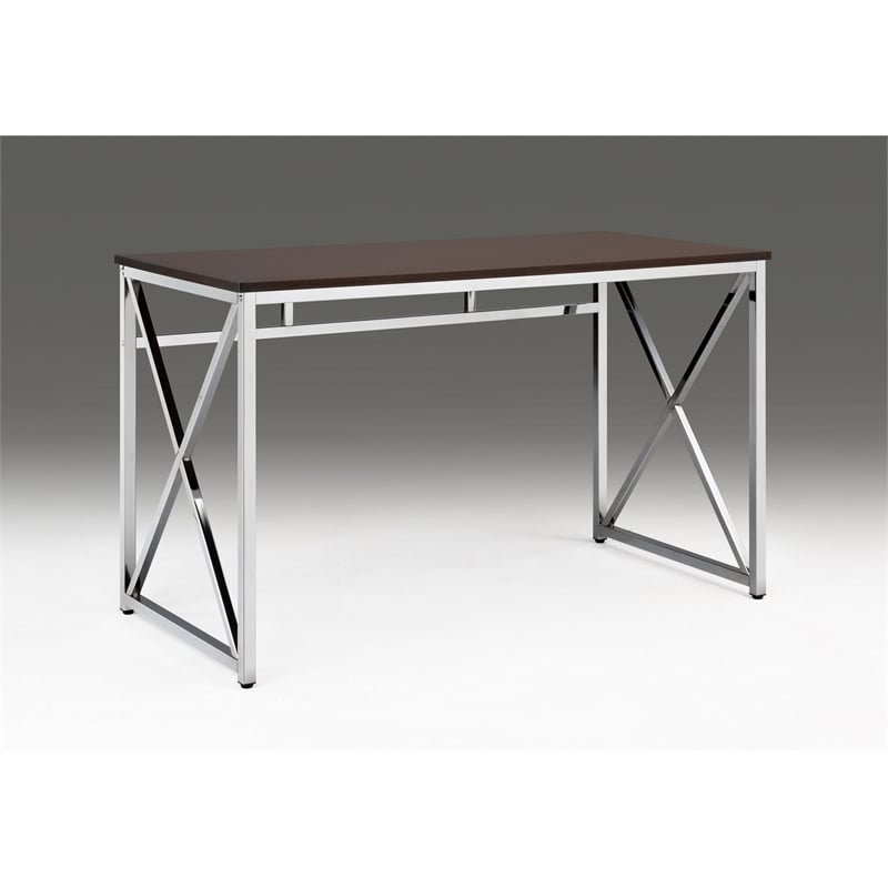 Contemporary Madison Art Desk Wooden Espresso & Chrome Color