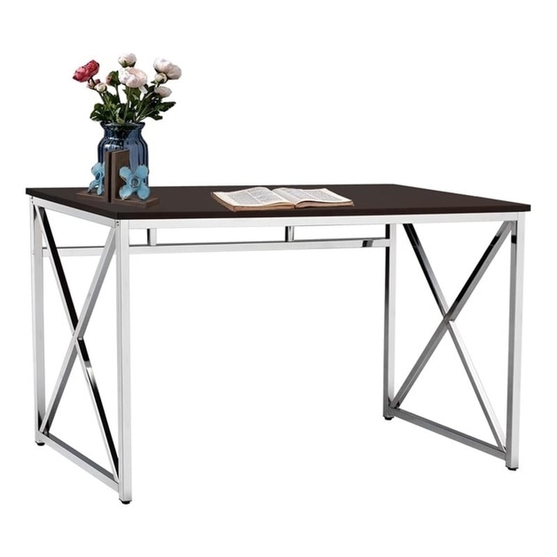 Contemporary Madison Art Desk Wooden Espresso & Chrome Color