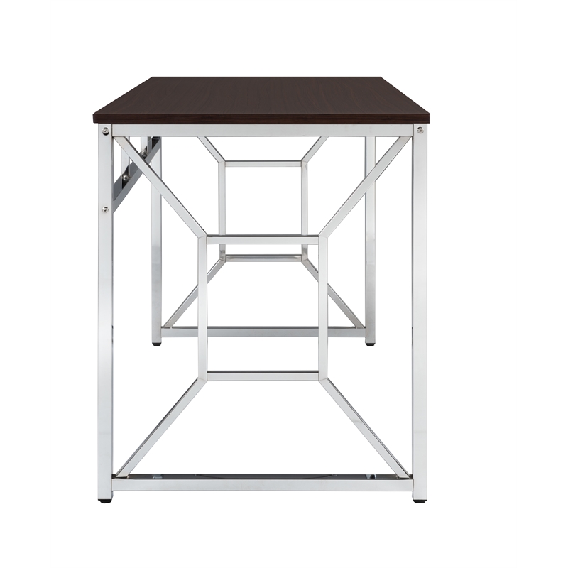 Contemporary Martha Art Desk Of Wooden Espresso & Chrome Color
